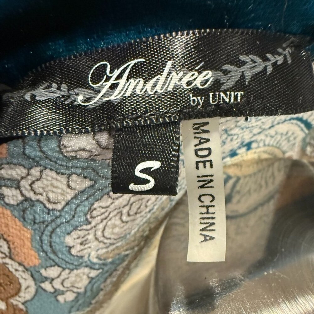 Andree by Unit Teal Velvet Embroidered Button Down Tunic Boho (S) - Picture 4 of 4